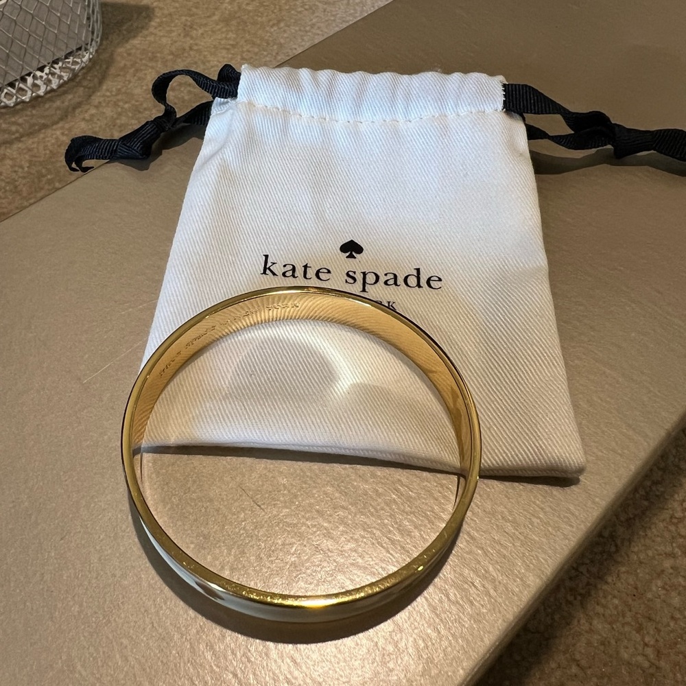 Kate Spade White and Gold Spade bangle bracelet